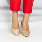 Pantofi cu Toc gros TY6A Champagne Mei