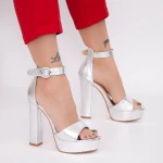 Sandale Dama cu Toc gros si Platforma KV50 Silver » meishop.life