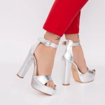 Sandale Dama cu Toc gros si Platforma KV50 Silver » meishop.life