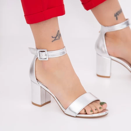 Sandale Dama cu Toc gros XKK230 Silver » meishop.life