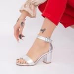 Sandale Dama cu Toc gros XKK230 Silver » meishop.life