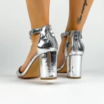 Sandale Dama cu Toc gros XKK561 Argintiu » meishop.life