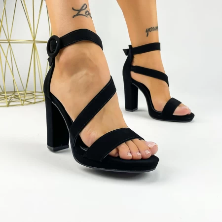 Sandale Dama cu Toc gros XKK536 Negru » meishop.life