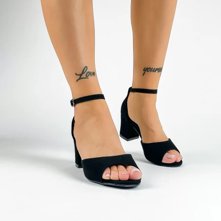 Sandale Dama cu Toc gros XKK566 Negru » meishop.life