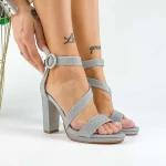 Sandale Dama cu Toc gros XKK536 Argintiu » meishop.life