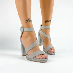 Sandale Dama cu Toc gros XKK536 Argintiu » meishop.life