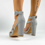 Sandale Dama cu Toc gros XKK536 Argintiu » meishop.life