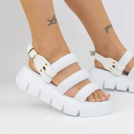 Sandale Dama cu Platforma ES3005 Alb » meishop.life