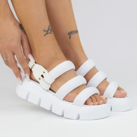 Sandale Dama cu Platforma ES3005 Alb » meishop.life