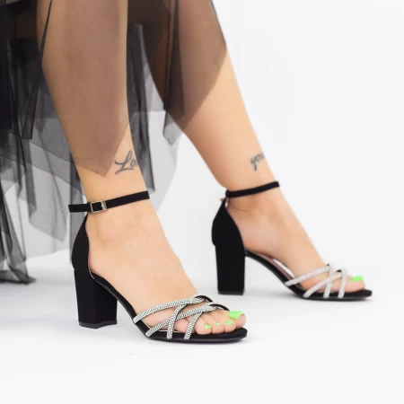 Sandale Dama cu Toc gros 2RG11 Negru Mei