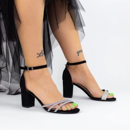 Sandale Dama cu Toc gros 2RG13 Negru Mei