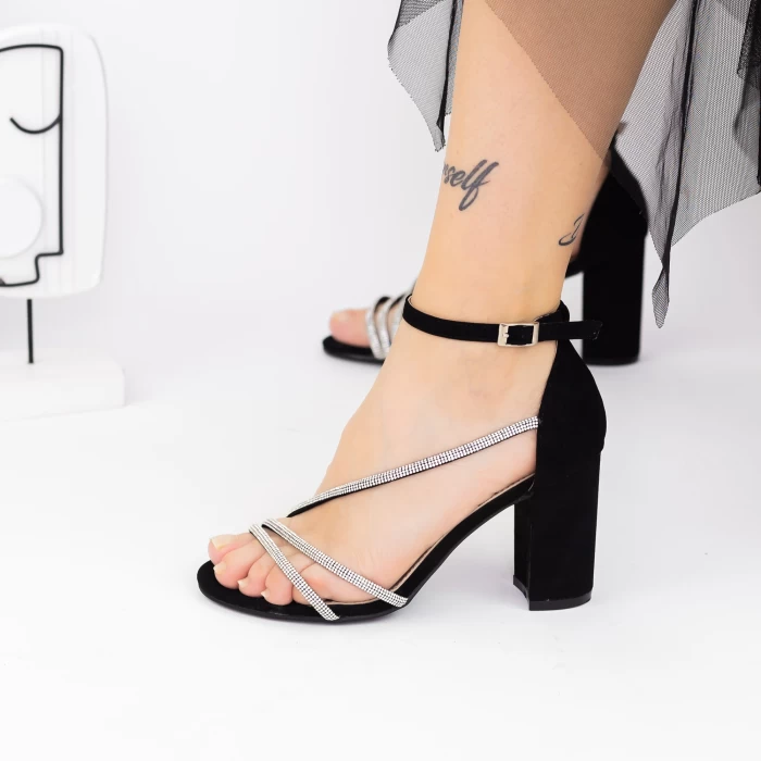 Sandale Dama cu Toc gros 2RG12 Negru Mei