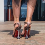 Sandale Dama cu Toc subtire ES2701 Negru » meishop.life
