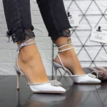 Pantofi cu Toc subtire 2SY10 Gri Mei