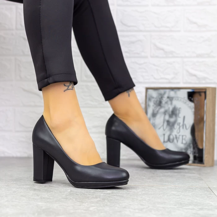 Pantofi cu Toc gros 2YXD33A Negru » meishop.life