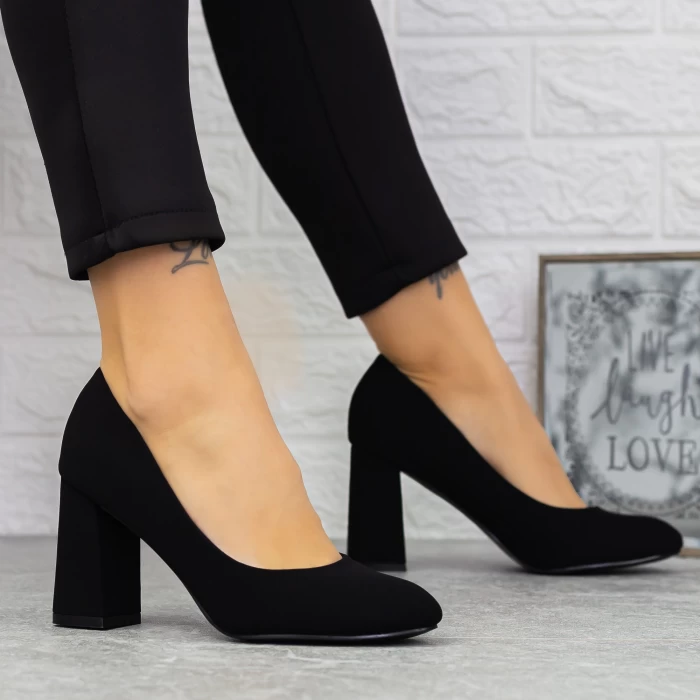 Pantofi cu Toc gros 2T7 Negru » meishop.life