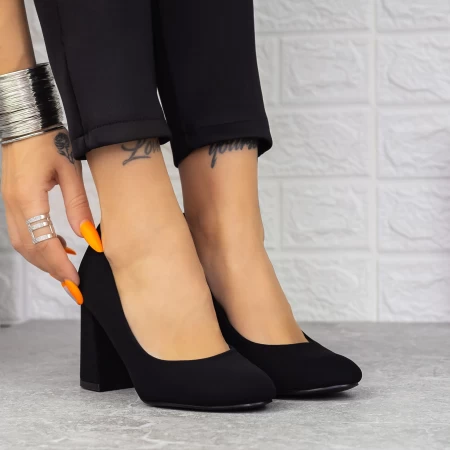 Pantofi cu Toc gros 2T7 Negru » meishop.life