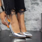 Pantofi cu Toc subtire 2SY16 Argintiu » meishop.life