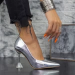 Pantofi cu Toc subtire 2SY16 Argintiu » meishop.life