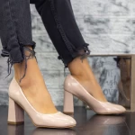 Pantofi cu Toc gros 2T7A Bej » meishop.life