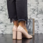 Pantofi cu Toc gros 2T7A Bej » meishop.life