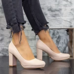 Pantofi cu Toc gros 2YXD33A Bej » meishop.life