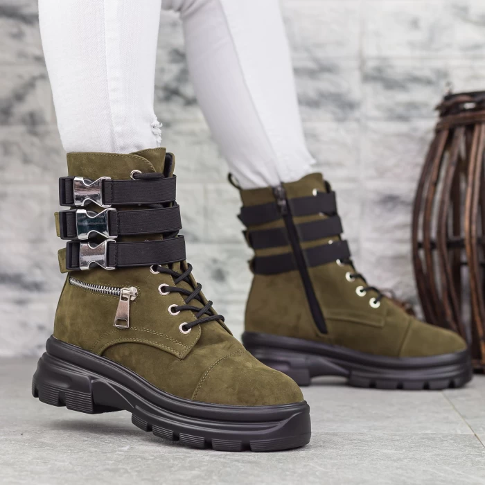 Ghete Dama 2MX367A Verde olive-Negru » meishop.life