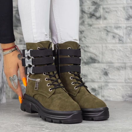 Ghete Dama 2MX367A Verde olive-Negru » meishop.life