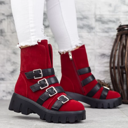 Ghete Dama 2MX381A Rosu-Negru » meishop.life