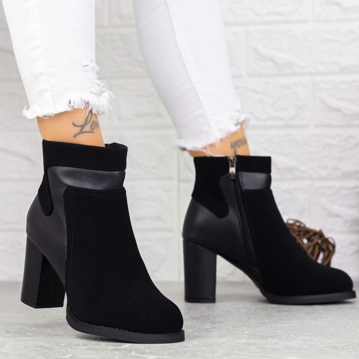 Botine Dama cu Toc gros 2MX378 Negru » meishop.life