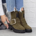 Ghete Dama cu Platforma 2MX383A Verde olive-Negru » meishop.life