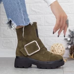 Ghete Dama cu Platforma 2MX383A Verde olive-Negru » meishop.life