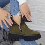 Ghete Dama cu Platforma 2MX383A Verde olive-Negru » meishop.life
