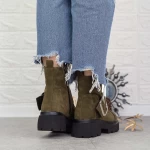 Ghete Dama cu Platforma 2MX383A Verde olive-Negru » meishop.life