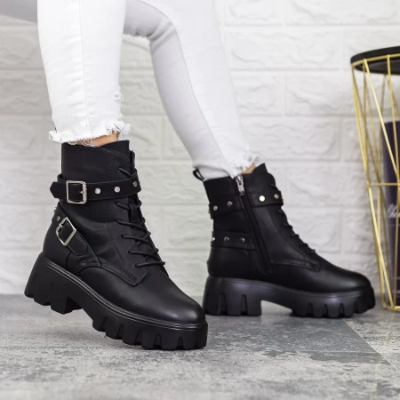 Ghete Dama cu Platforma 2MX519 Negru » meishop.life
