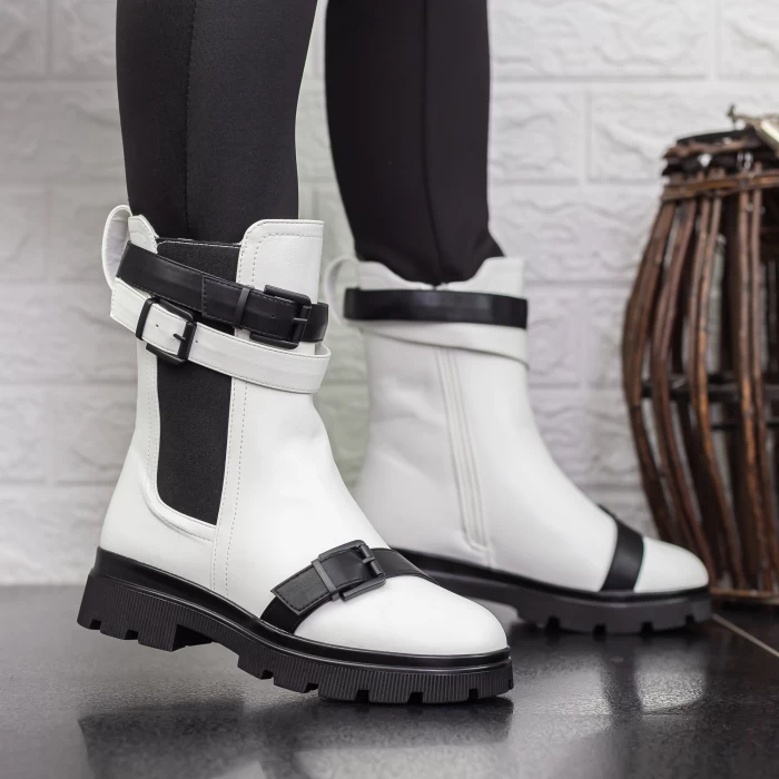 Ghete Dama 2MX372 Alb-Negru » meishop.life