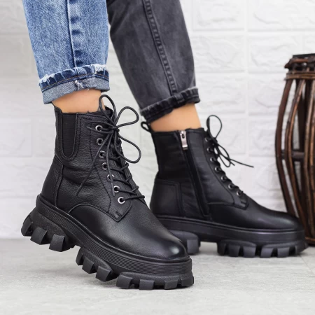 Ghete Dama cu Platforma D5691E Negru » meishop.life