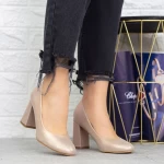 Pantofi cu Toc gros 2T7 Champagne » meishop.life