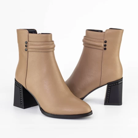 Botine Dama cu toc gros K822-1B Kaki » meishop.life