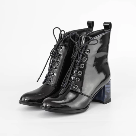 Botine Dama cu toc gros K577-30B Negru-Albastru » meishop.life