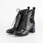 Botine Dama cu toc gros K577-30B Negru-Albastru » meishop.life