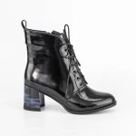 Botine Dama cu toc gros K577-30B Negru-Albastru » meishop.life