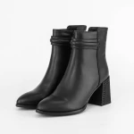 Botine Dama cu toc gros K822-1A Negru » meishop.life