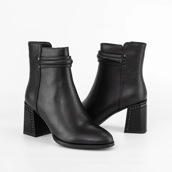 Botine Dama cu toc gros K822-1A Negru » meishop.life