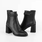 Botine Dama cu toc gros K822-1A Negru » meishop.life