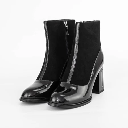 Botine Dama cu toc gros K9191-1A Negru » meishop.life