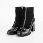 Botine Dama cu toc gros K9191-1A Negru » meishop.life