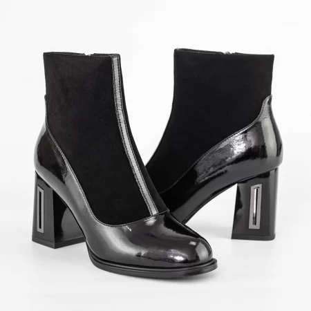 Botine Dama cu toc gros K9191-1A Negru » meishop.life