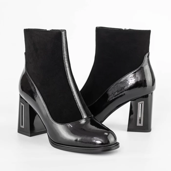 Botine Dama cu toc gros K9191-1A Negru » meishop.life