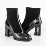 Botine Dama cu toc gros K9191-1A Negru » meishop.life